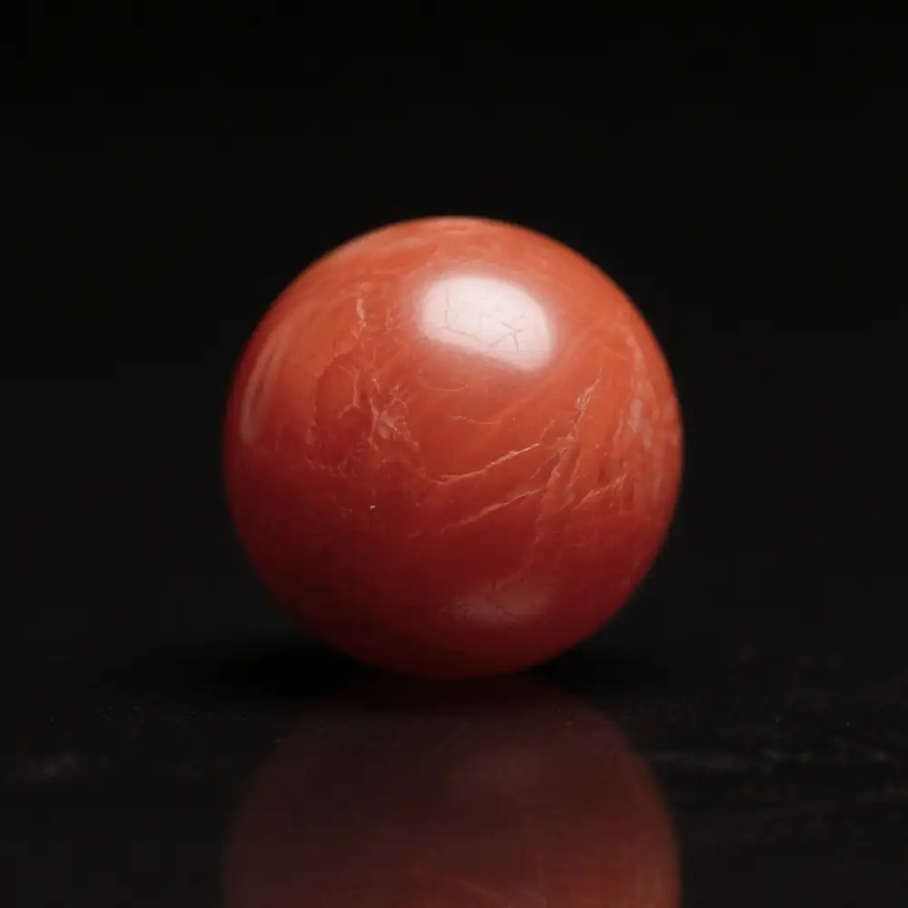 Fire element natural crystal sphere (red quartz) for energy-balancing jewelry designs, part of the five elements crystal collection