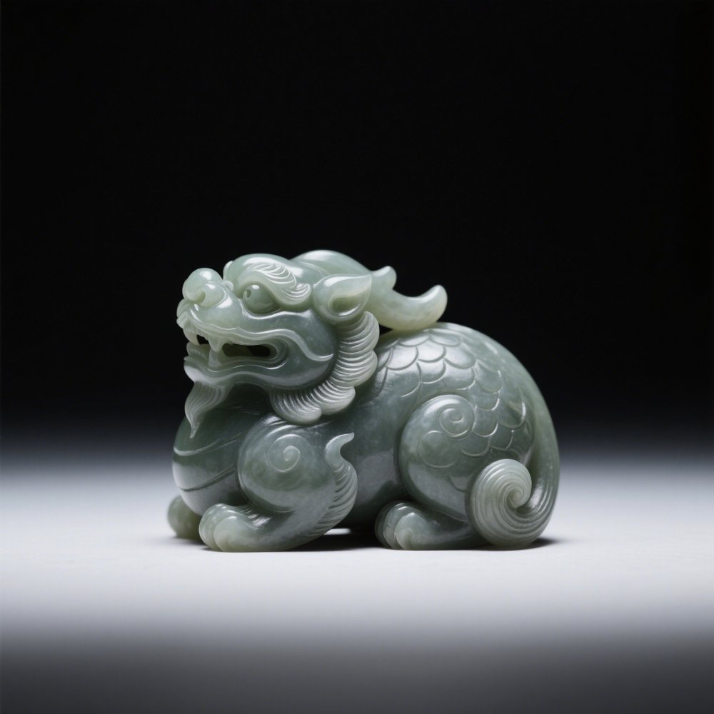 Hand-carved jade Pixiu figurine, natural stone carving for spiritual jewelry and DIY crafts