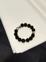 Ice Obsidian Bracelet on Wrist, Silver Charms Shine, Water-Metal Energy Builds Edgy Aura