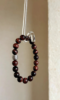 Hanging red tiger’s eye bracelet! 10mm reddish-brown beads with tiger stripes + silver charms, so edgy