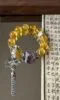 Display of Golden Rutilated Fluorite Bracelet, Purple Rabbit Hair & Silver Fan Pendant Match, Earth-Metal-Water Energy Shows Oriental Wealth Charm