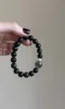 Display of 10mm Obsidian & Green Phantom Bracelet, Silver & Black-Green Contrast, Water-Wood-Metal Energy Shows Balance Philosophy