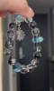 Multi-angle of Herkimer Diamond & Devil’s Blue Aquamarine Bracelet, Devil Eye Silver Charm, Water-Metal Energy Shows Illusion-Breaking