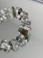 Close-Up of 13mm Green Phantom Quartz Bracelet, Weighty Feel Blasts Wood-Gold Goals