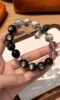 12mm Herkimer Diamond × Black Rutilated Quartz × Silver Sheen Obsidian Bracelet Worn, Double-Terminated Herkimer Leads, Water-Metal-Fire Energy Bursts Breakthrough Edge