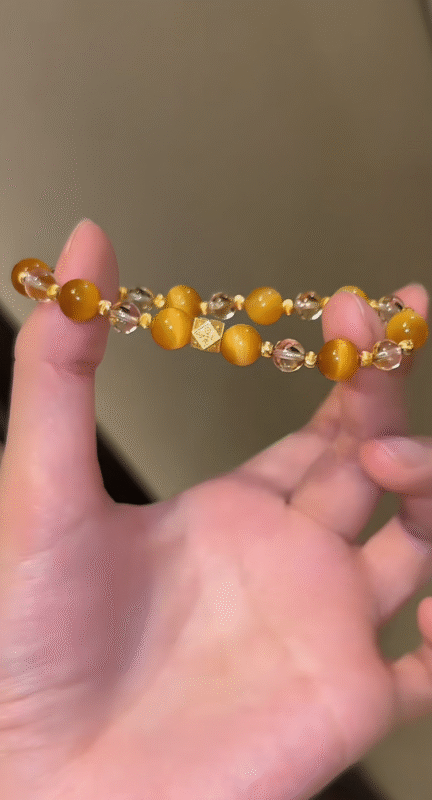 Held 6-8mm Tiger’s Eye & Citrine Bracelet, Citrine’s Translucency Ignites Action Drive
