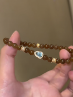 Held Nephrite Sugar Jade & Aquamarine Gourd Bracelet, Brown-Oily Sugar Jade, Earth-Water Energy Shows Healing Charm