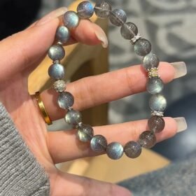 Worn Gray Moonstone & Silver Bracelet, Gray Moonstone’s Cool Touch, Water-Gold Energy Anchors Inner Order