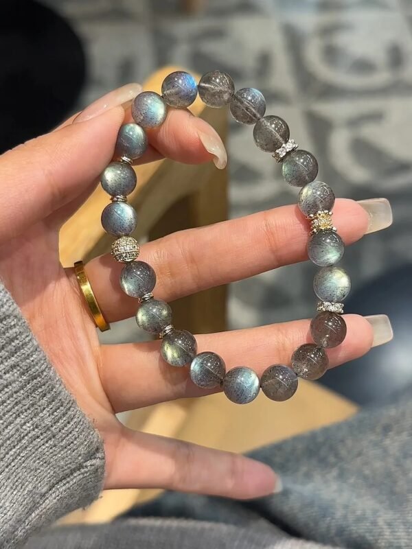 Worn Gray Moonstone & Silver Bracelet, Gray Moonstone’s Cool Touch, Water-Gold Energy Anchors Inner Order