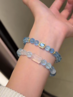 Stacked Multi-Aquamarine Bracelet, Rich Blue of Old-Mine Aquamarine, Water Energy Hides Communication Whispers