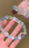 Held Multi-Aquamarine Bracelet, Ice-Flake Aquamarine Clarity, White Azeztulite & Blue Moonstone Accents, Water Energy Sparks Intuition Resonance