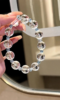 Close-Up of Clear Quartz & Aquamarine Bracelet, Quartz’s Pure Translucency, Aquamarine’s Ice-Blue Accents, Water-Gold Energy Shows Mental Clarity