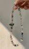 Display of Grey Rabbit Hair Quartz & Agate & Herkimer Diamond Bracelet, Grey-Tone Zen Aesthetic, Earth-Water-Metal Energy Unleashes Calm Power
