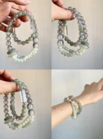 Overall Worn Look of Rabbit Hair Quartz & Hetian Jade Bracelet, Neo-Chinese Elegance, Earth-Water-Metal-Wood Awakens Eastern Spirit