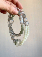 Detail of Clear Quartz Point & Agate Accents, 925 Silver Accents, Earth-Water-Metal-Wood Empowers Spiritual Breakthrough
