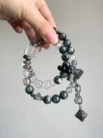 Hawk’s Eye Beads Arrangement, Fire Element Insight Resonance, Grey Zen Boosts Awakening