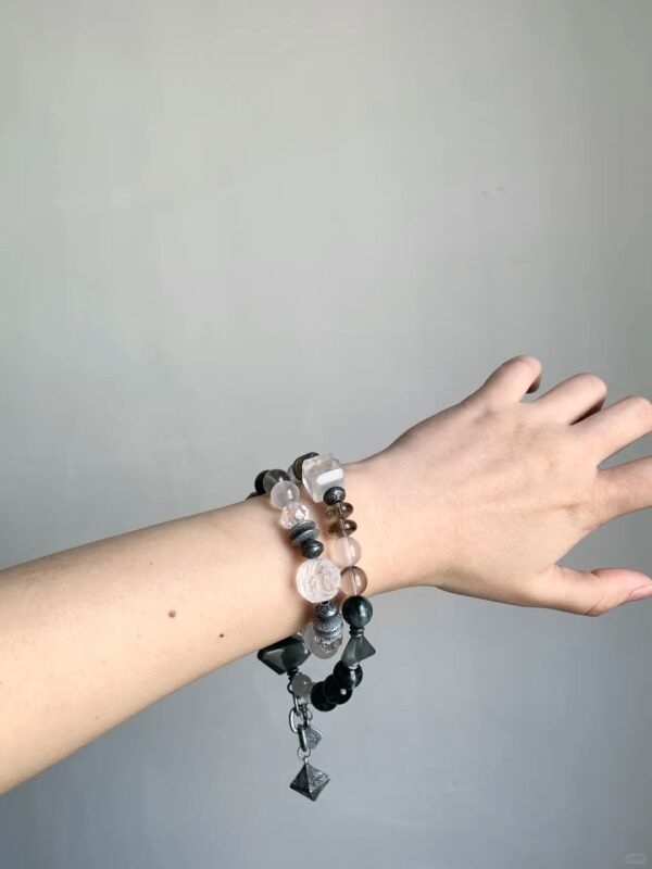 Multi-Layered Milky Quartz & Smoky Quartz Detail, 7-15mm Size, Five Elements Hide Landscape Whispers