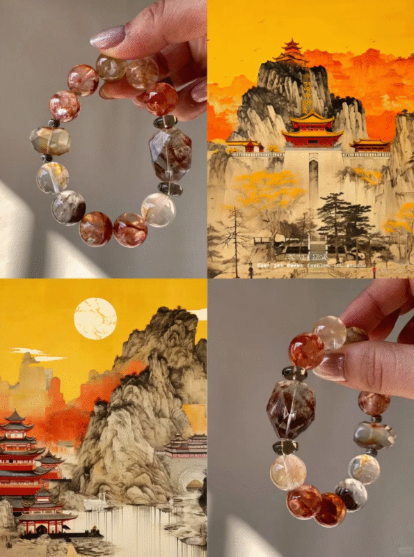 Bracelet with Neo-Chinese Vibe, Five Elements Cycle Drives Fate Mastery, Creative Edge Burns Like Orange Flame