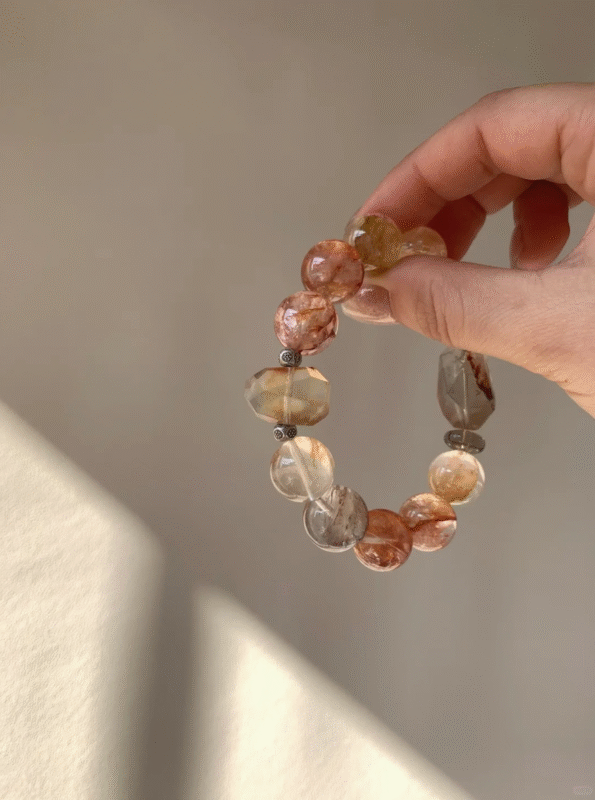 Multi-Layered Fanta Enhydro Quartz Detail, Orange-Red Vibe Boosts Vitality, Fire Element Empowers Social Magnetism