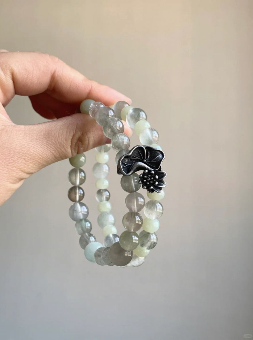 Detail of Hetian Jade Beads, Earth Element Calms Mind, Emotions Settle Like Lotus Serenity