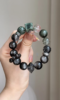 Detail of Wood-Water "Pine Mist" Bracelet, Herkimer Diamond & Gold Luck Stone Accents, Wood-Water-Metal Cycle Drives
