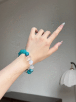 Detail of Metal-Water "Tide Gem" Bracelet, Blue Needle & Phoenix Pine Accents, Metal-Water Cycle Drives Spirituality