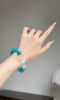 Detail of Metal-Water "Tide Gem" Bracelet, Blue Needle & Phoenix Pine Accents, Metal-Water Cycle Drives Spirituality