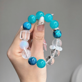 Hand-Held Metal-Water "Tide Gem" Bracelet, Donghai Old Mine Clear Quartz & Milky Quartz Echo, Metal-Water Resonance Manifestation