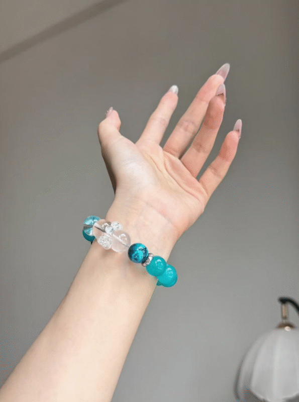 Wrist-Worn Metal-Water "Tide Gem" Bracelet, Russian Amazonite & Blue Moonstone Weave, Metal-Water Energy Awakening