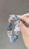 Detail of Metal-Water "With Sea" Bracelet, Blue Needle & Jadeized Kyanite Texture, Metal-Water Cycle Drives Spirituality