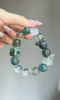 Close-Up of Wood-Water "Green Ripple" Bracelet, 925 Silver Accents, Wood-Water Five Elements Manifestation Upgrade