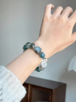 Wrist-Worn Wood-Water "Green Ripple" Bracelet, Green Phantom & Green Dragon Crystal Weave, Wood-Water Energy Awakening