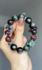 Full View of Wood-Water-Fire "Midnight Blaze" Bracelet, Green Dragon Crystal & Garnet Main Tone, Dark Five Elements Symphony