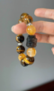 Detail of Yellow Flame Quartz & Lightning Tiger Eye Bracelet, Silver Obsidian Cat Texture & Luster, Earth-Water Cycle Purification