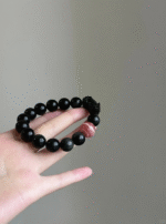 Hand-Holding Obsidian Bracelet, Luster vs Rhodochrosite, Energy Manifestation