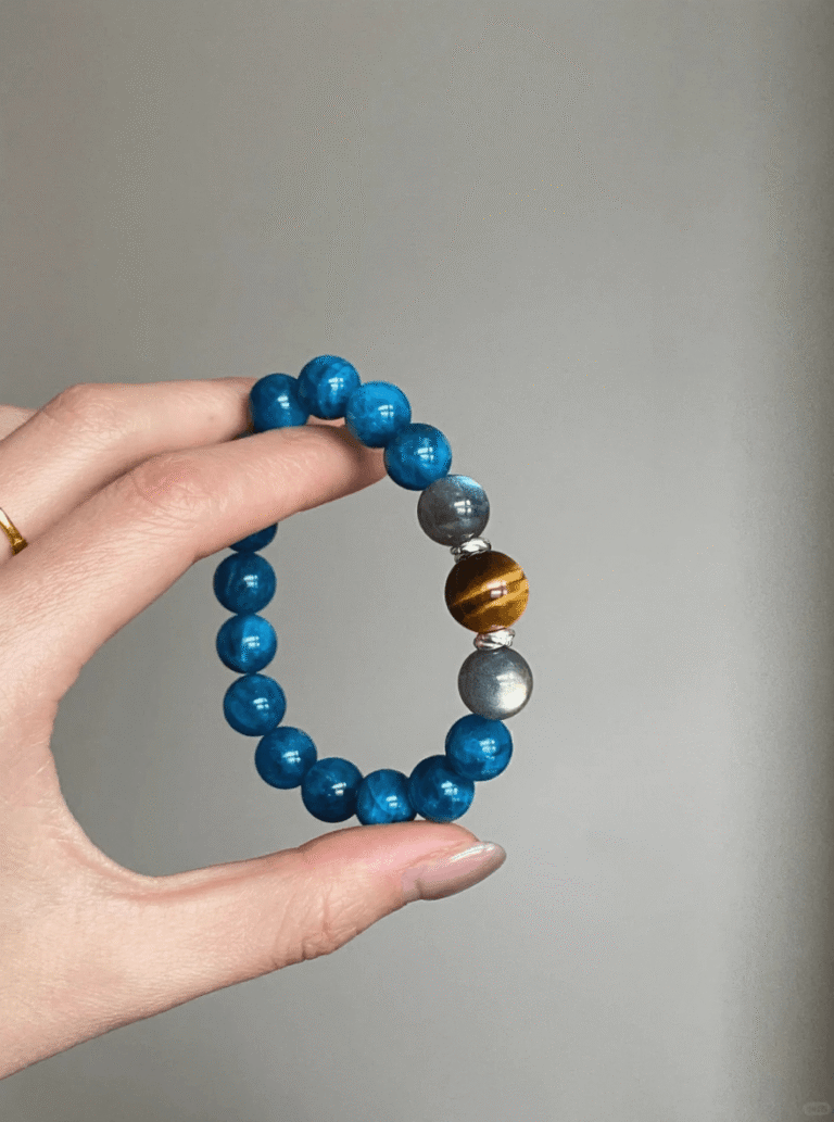 Wearing Blue Apatite Bracelet, Phosphorescence & Tiger-Moon Flow, Water-Earth Transformation