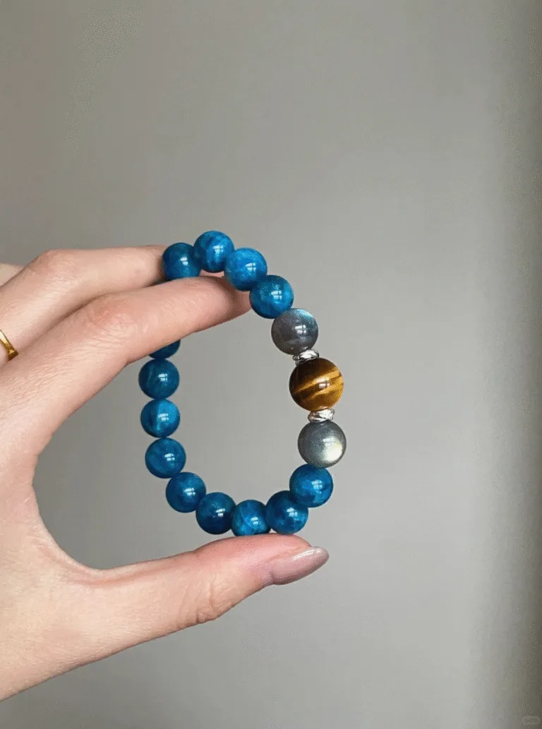 Wearing Blue Apatite Bracelet, Phosphorescence & Tiger-Moon Flow, Water-Earth Transformation