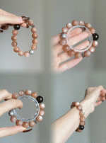 Multi-View of Orange Moonstone, Smoky Quartz & Silver Bracelet, Fire-Earth-Metal Blend, Energy Unleashed