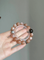 Wearing Orange Moonstone Bracelet, Orange Glow, Smoky Quartz & Silver Flow, Fire-Earth-Metal Transformation