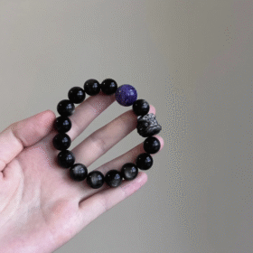 Wearing Silver Obsidian Bracelet, Silver Sheen, Purple Veins & Lion Flow, Water-Earth Transformation