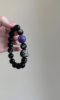 Close-Up of Silver Obsidian, Charoite & Lion Bracelet, Silver Sheen, Purple Veins Reveal Water-Earth Code