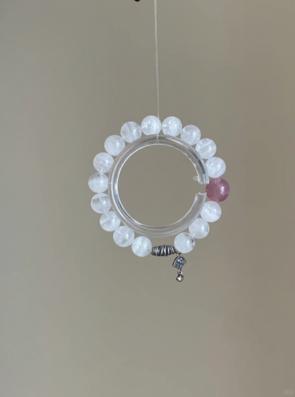 Hanging White Phantom Quartz Bracelet, Metal-Fire Blend, Energy Unleashed