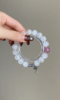 Hand-Holding 10mm White Phantom Quartz & Madagascar Rose Quartz Bracelet, Silver Accents, Metal-Fire Energy Awakens