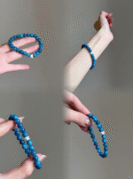 Multi-View of Blue Apatite Bracelet, Water-Metal Resonance, Energy Unleashed