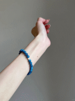 Wrist-Wearing Blue Apatite Bracelet, Blue Veins Flow, Water-Metal Energy Manifests
