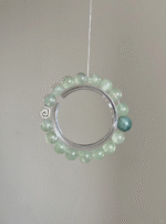 Hanging 10mm Prehnite & Monet Crystal Bracelet, Wood-Water Energy Awakens