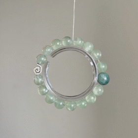 Hanging 10mm Prehnite & Monet Crystal Bracelet, Wood-Water Energy Awakens