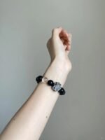 Multi-View of Silver Obsidian × Clear Quartz Bracelet, Water-Metal Protection Manifests