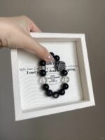 Framed Silver Obsidian × Clear Quartz Bracelet, Black-Silver-Metal Transformation