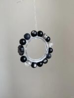 Hanging Silver Obsidian × Clear Quartz Bracelet, Water-Metal Resonance Unleashed